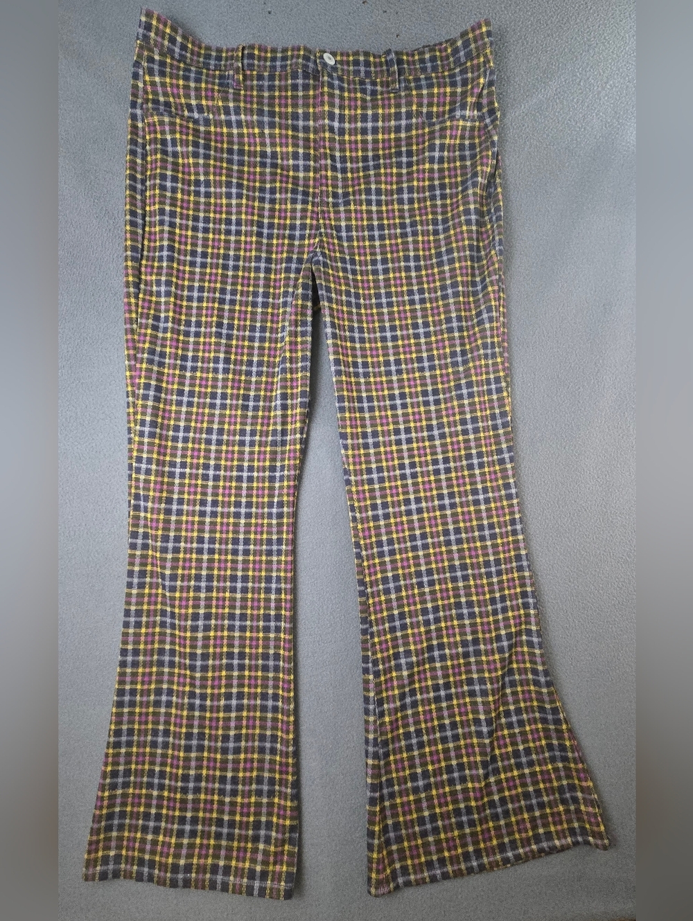 American Eagle Plaid Flare Leg Polyester Blend Hippie Pants Women's Size 18 Reg